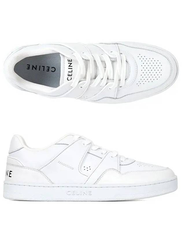 Men's Lace Up Calfskin Low-Top Sneakers Optic White - CELINE - BALAAN 5