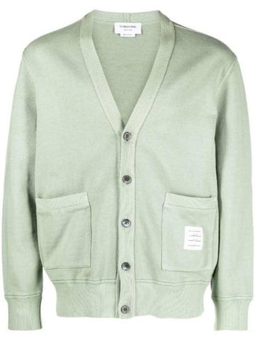 Garment Dyed V Neck Cardigan Green - THOM BROWNE - BALAAN 1