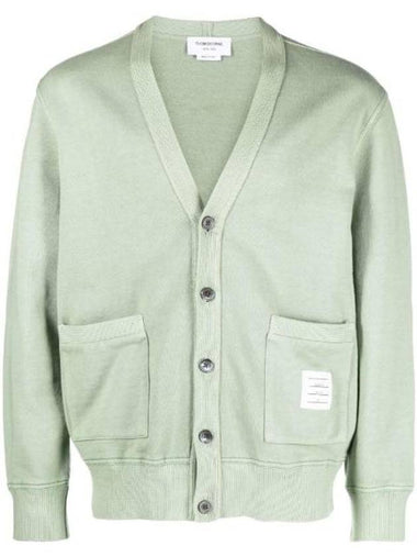 Garment Dyed V Neck Cardigan Green - THOM BROWNE - BALAAN 1