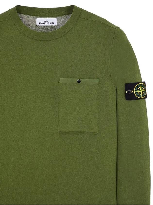 Wappen Patch Low Pocket Knit Top Olive - STONE ISLAND - BALAAN 5