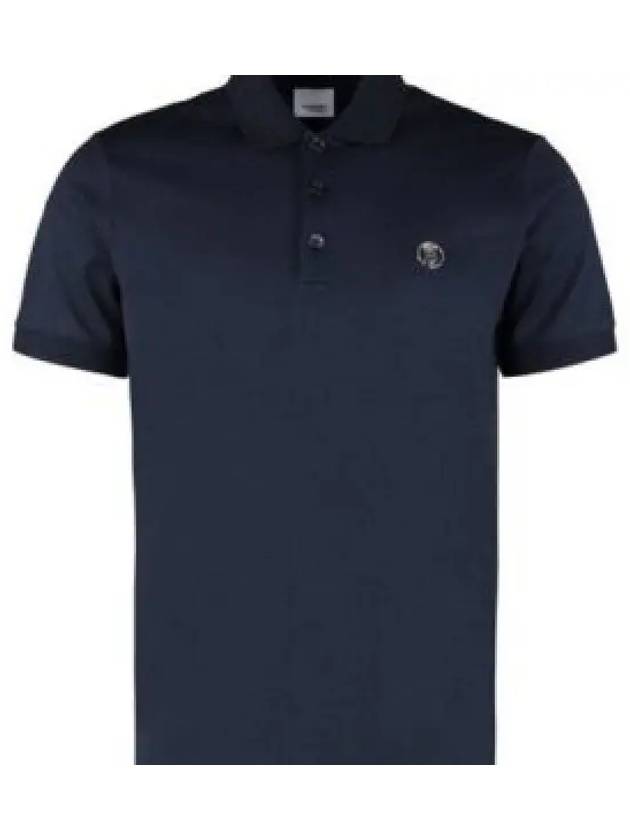 Monogram Motif Cotton Silk Short Sleeve Polo Shirt Navy - BURBERRY - BALAAN 2