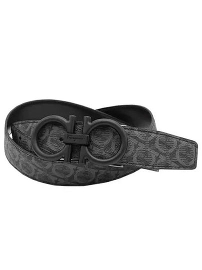 Gancini Reversible Leather Belt Black Grey - SALVATORE FERRAGAMO - BALAAN 2