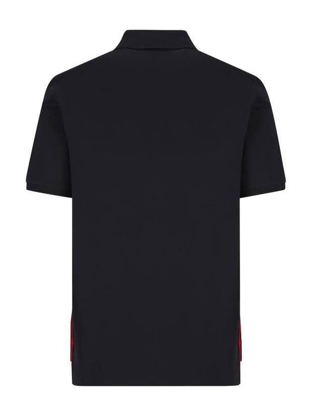 Men's Three Stripes Pocket Mercerized Short Sleeve Polo Shirt Navy - THOM BROWNE - BALAAN 3