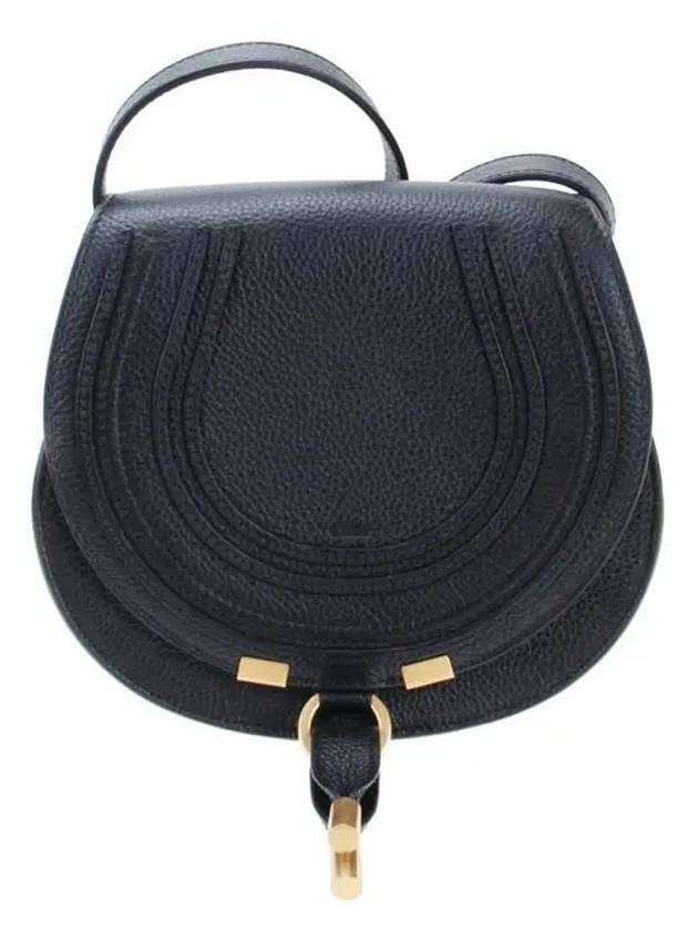 Marcie Saddle Small Grained Leather Cross Bag Black - CHLOE - BALAAN 1