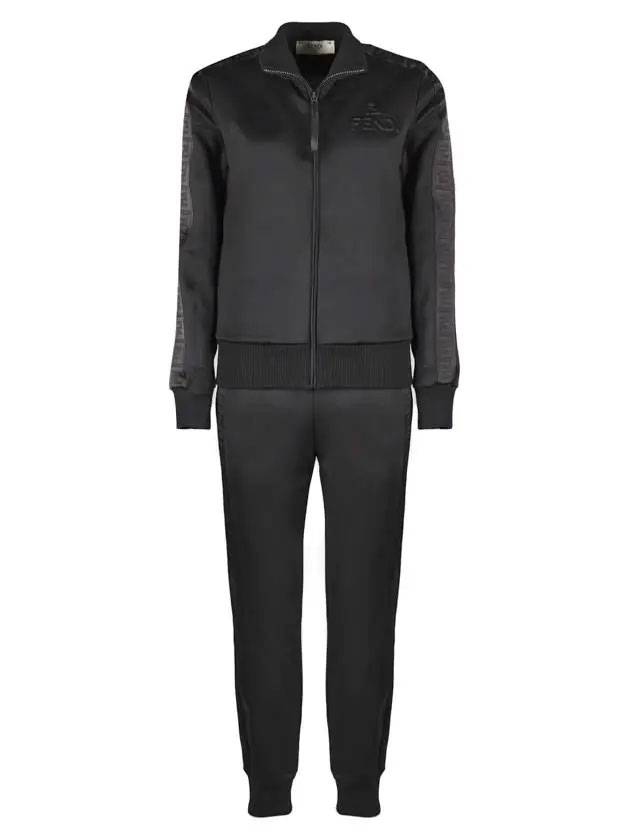 Logo Embossed Track Jumpsuit Black - FENDI - BALAAN 1