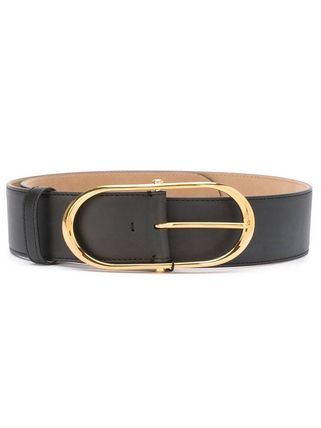 round buckle leather belt black - DOLCE&GABBANA - BALAAN 1