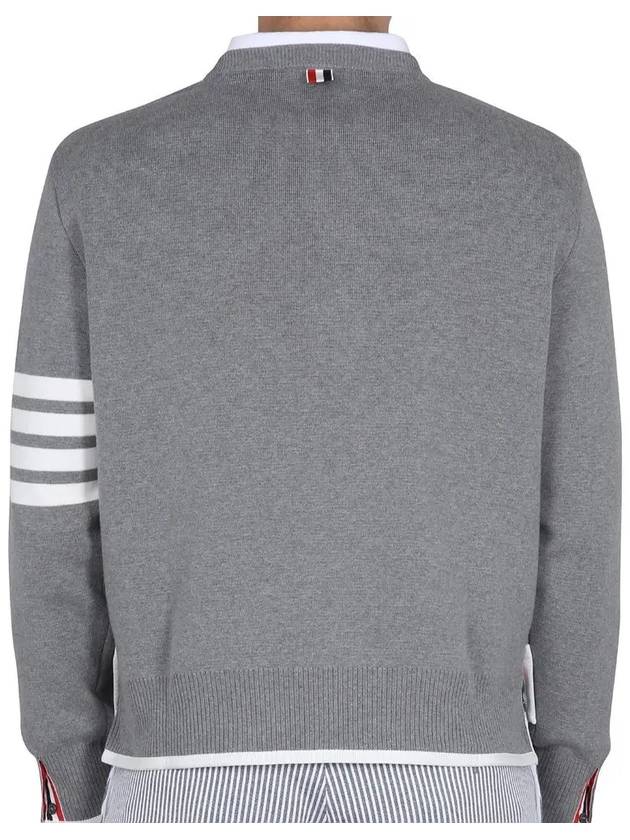 Milano Stitch 4-Bar Boxy Crew Neck Pullover Knit Top Grey - THOM BROWNE - BALAAN 4