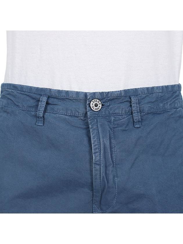 Logo Cotton Slim Cargo Shorts Blue - STONE ISLAND - BALAAN 8