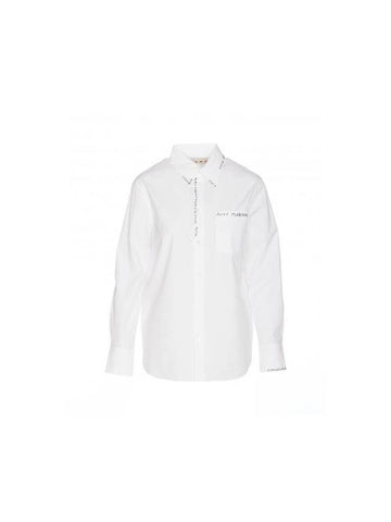 Women's Logo Embroidered Long Sleeve Shirt White - MARNI - BALAAN 1