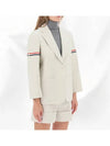 Women's RWB Tab Crop Sleeve Blazer Jacket Natural White - THOM BROWNE - BALAAN 4