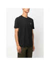 Slimfit Cotton Jersey Short Sleeve T-shirt Black - STONE ISLAND - BALAAN 4