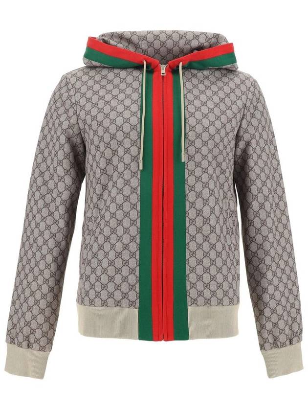 Web Technical Jersey Zip Jacket Beige Ebony - GUCCI - BALAAN 2