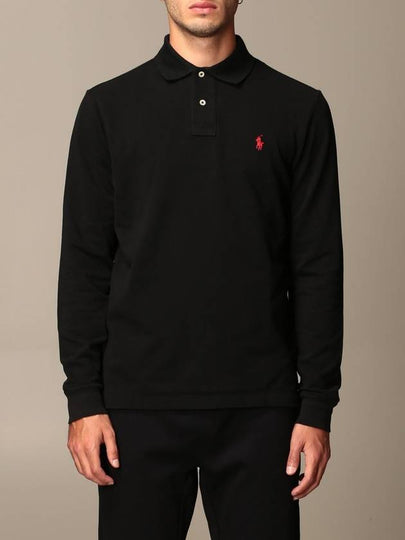 Embroidered Logo Slim Fit Polo Shirt Black - POLO RALPH LAUREN - BALAAN 2