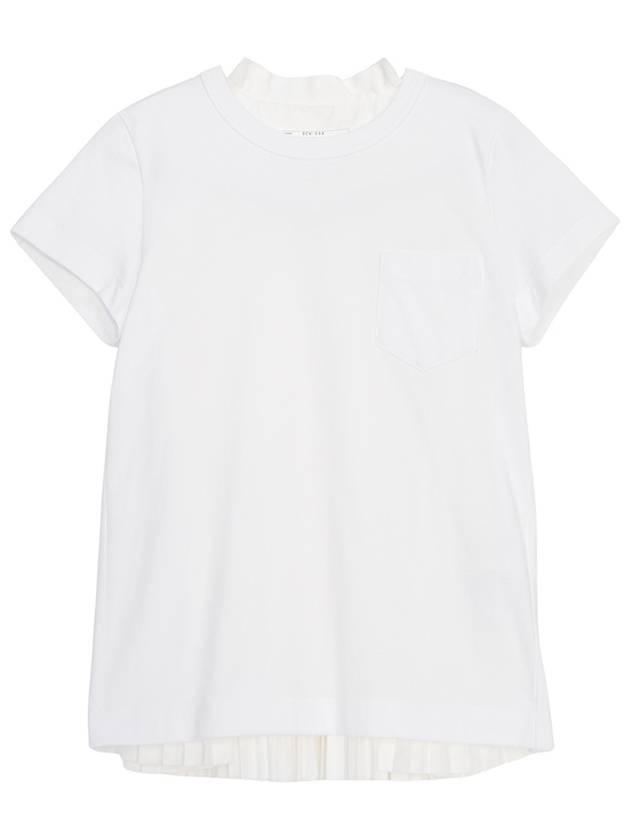 Women's Back Pleated Cotton Short Sleeve T-Shirt White - SACAI - BALAAN 2