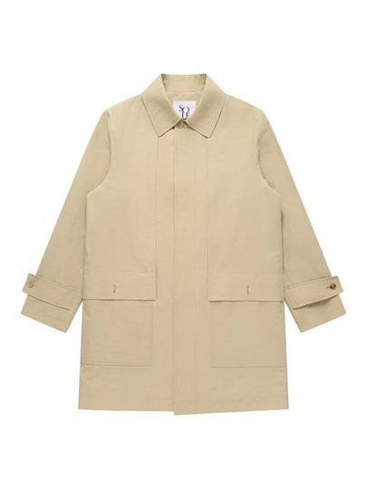 Linen Mac Trench Coat Beige - SOLEW - BALAAN 2