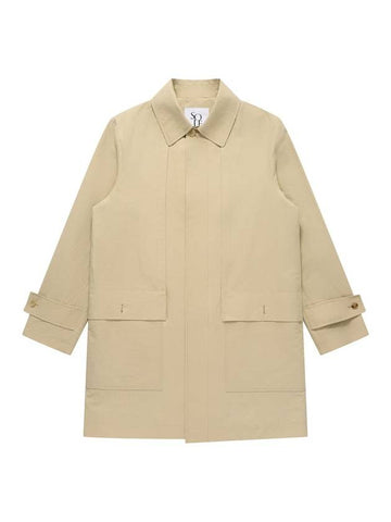 Linen Mac Trench Coat Beige - SOLEW - BALAAN 1