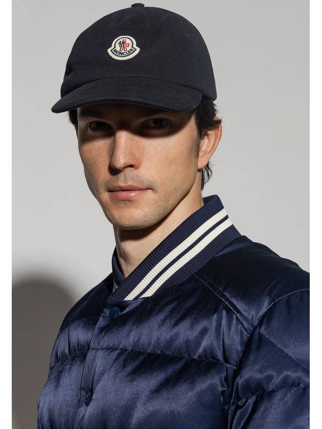 Fleece Logo Patch Cotton Baseball Ball Cap Navy - MONCLER - BALAAN 3