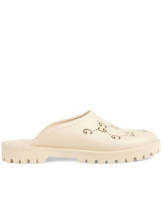 GG Rubber Slip-On Sandals White - GUCCI - BALAAN 1