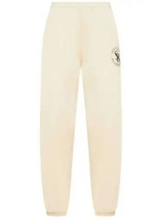 Logo Print Brushed Training Cotton Track Pants Ivory - SPORTY & RICH - BALAAN 2