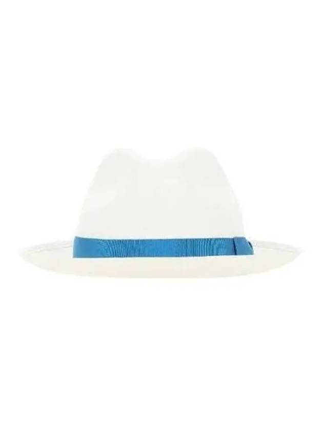 Straw Ribbon Fedora Hat White Blue 140338 - BORSALINO - BALAAN 1