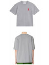 Heart Logo Cotton Jersey Short Sleeve T-Shirt Grey - AMI - BALAAN 5