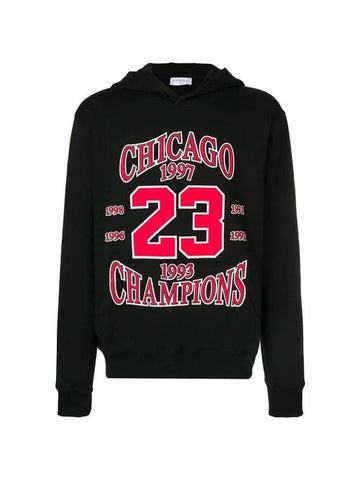 Chicago 23 Champion Print Hoodie Black - IH NOM UH NIT - BALAAN 1