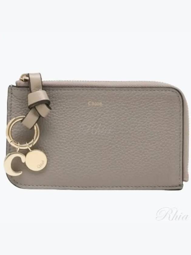 Alphabet Half Zipper Leather Card Wallet Grey - CHLOE - BALAAN 2