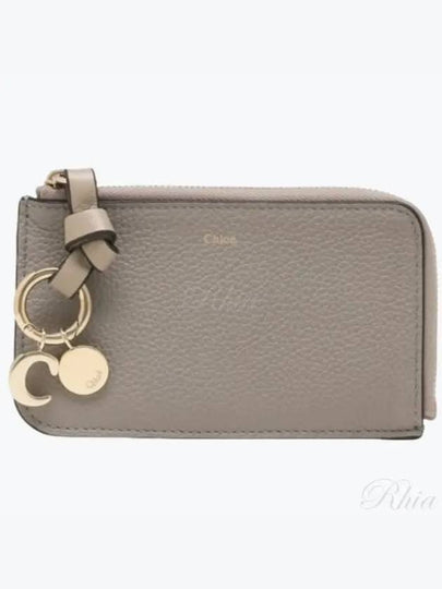 Alphabet Half Zipper Leather Card Wallet Grey - CHLOE - BALAAN 2