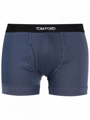 Logo Band Cotton Boxer Briefs Blue - TOM FORD - BALAAN 1