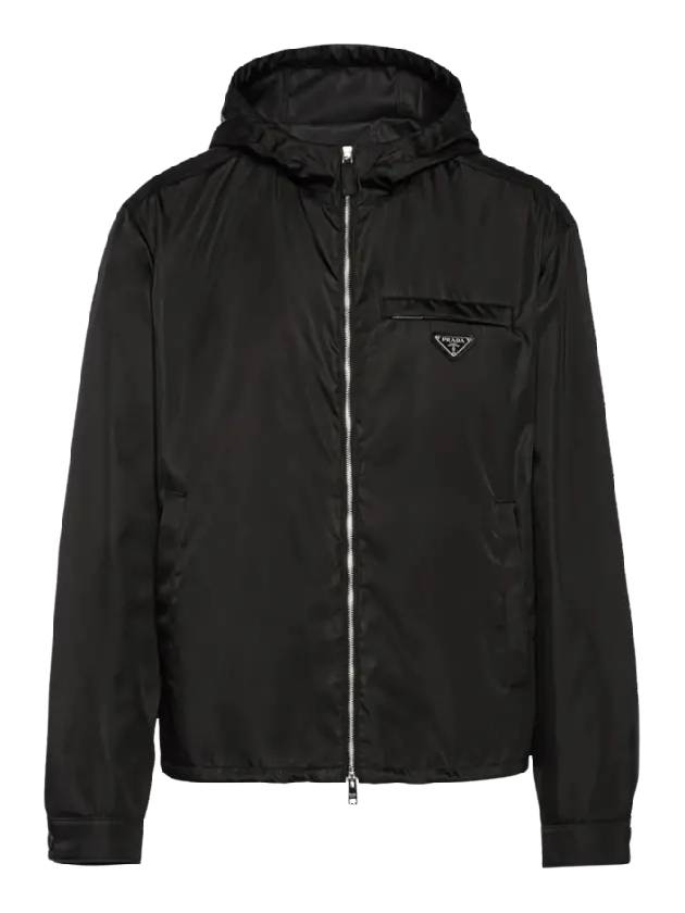 Re-Nylon Hooded Blouson Jacket Black - PRADA - BALAAN 3