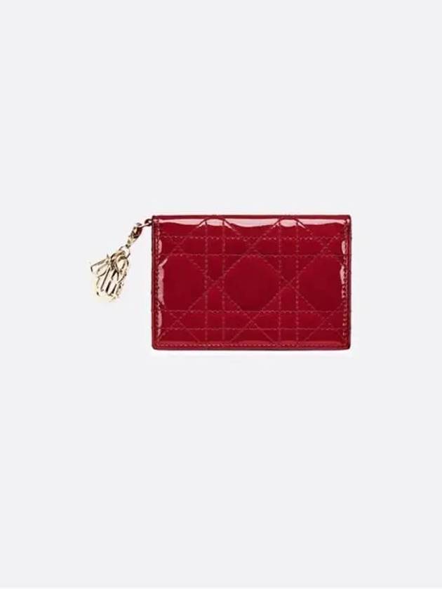 Lady Cannage Patent Calfskin Flap Card Wallet Red - DIOR - BALAAN 3