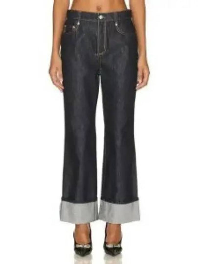 High-Waist Turn-Up Denim Jeans Dark Navy - ALEXANDER MCQUEEN - BALAAN 2