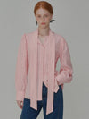 Puff Sleeve Tie Cotton Blouse Pink - OPENING SUNSHINE - BALAAN 3