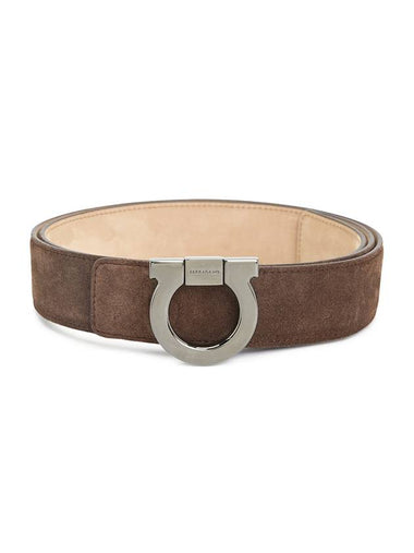 Gancini Reversible Leather Belt Brown - SALVATORE FERRAGAMO - BALAAN 1