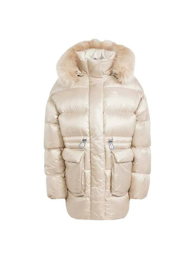 Puffed Long Fur Padding Jacket Beige - ADIDAS - BALAAN 1