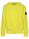 Logo Patch Drawstring Hoodie Yellow - STONE ISLAND - BALAAN 2