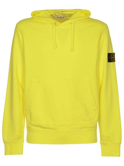 Logo Patch Drawstring Hoodie Yellow - STONE ISLAND - BALAAN 2