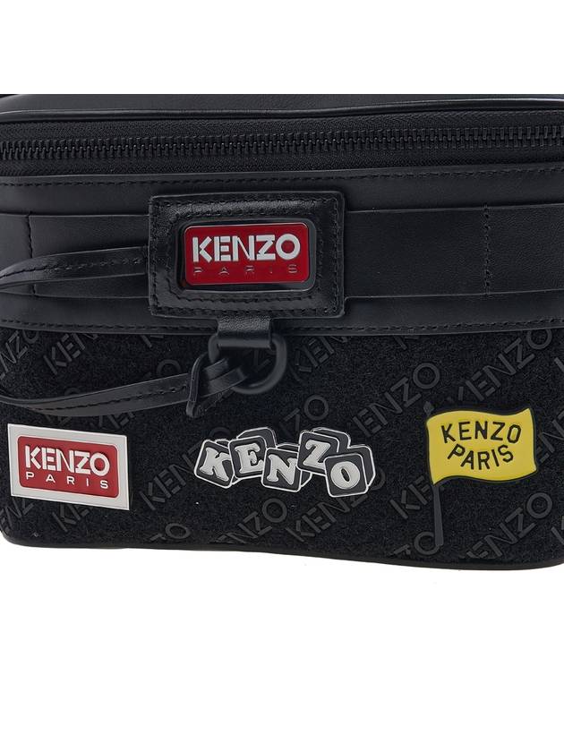 Jungle Logo Patch Leather Belt Bag Black - KENZO - BALAAN 8