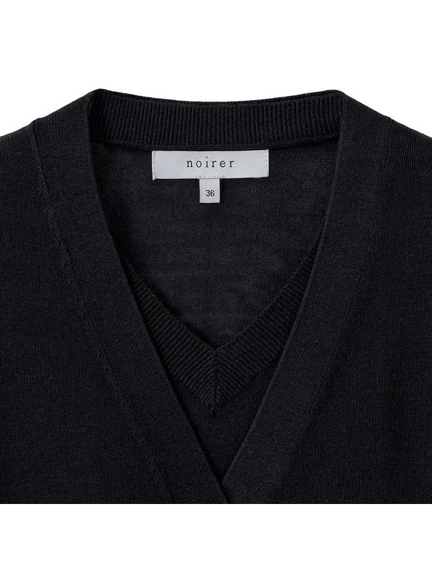 Linen Layered Crop Cardigan Knit Top Black - NOIRER FOR WOMEN - BALAAN 5