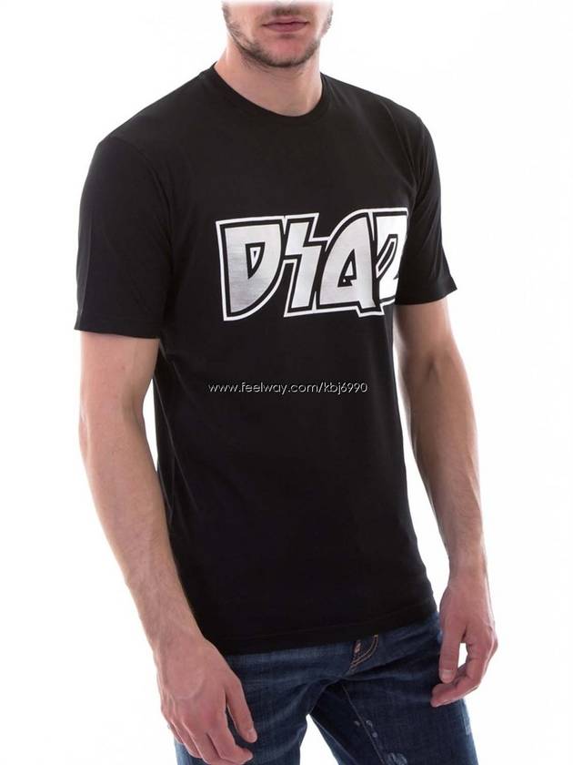 Men's DSQ Silver Logo Short Sleeve TShirt Black S74GD0055 - DSQUARED2 - BALAAN 2