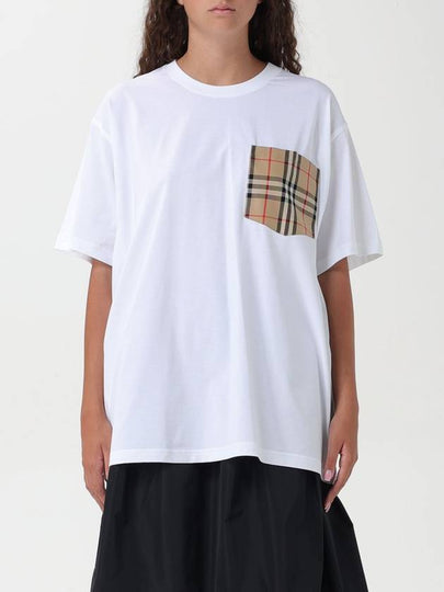 Check Pocket Crew Neck Cotton Short Sleeve T-Shirt White - BURBERRY - BALAAN 2