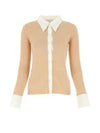 Scallop Collar Fitted Wool Cardigan Beige - CHLOE - BALAAN 2