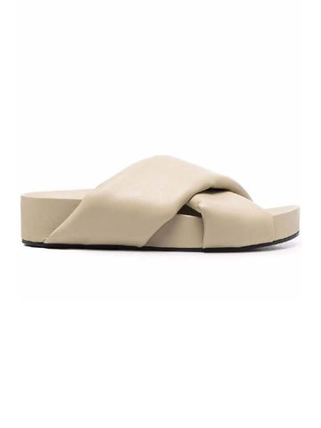 Padded Cross Slippers Beige - JIL SANDER - BALAAN.