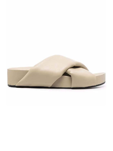 Padded Cross Leather Slippers Beige - JIL SANDER - BALAAN 1