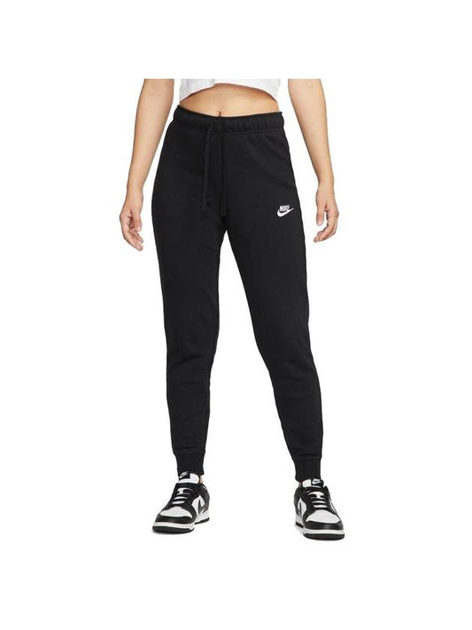 Women's Sportswear Club Fleece Mid-Rise Slim Track Pants Black - NIKE - BALAAN 1