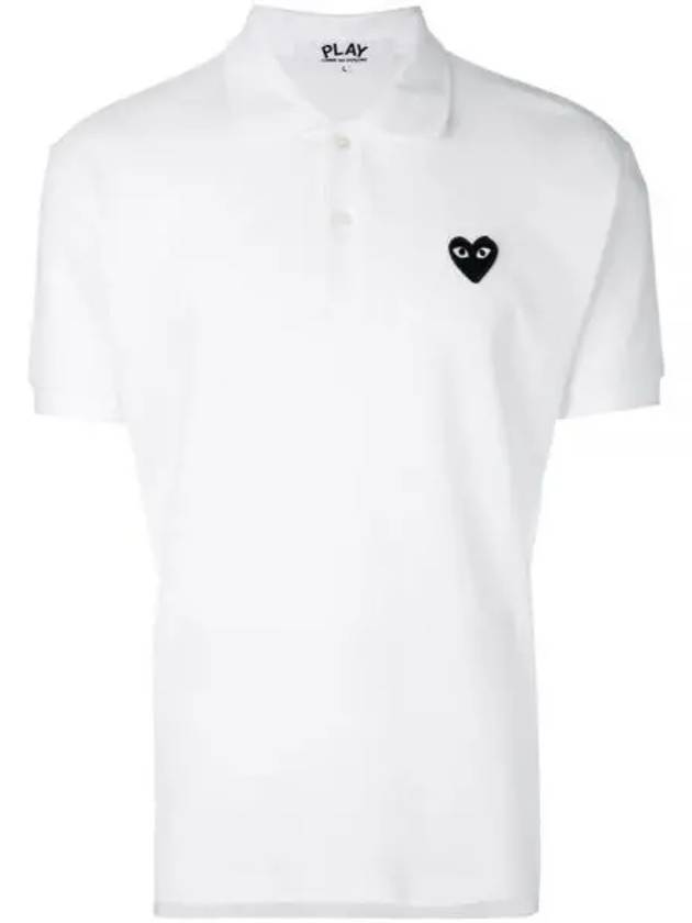 Play Men's Small Black Heart Wappen Short Sleeve PK Shirt P1 T066 2 White - COMME DES GARCONS - BALAAN.