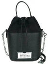 5AC Number Logo Texture Leather Bucket Bag Black - MAISON MARGIELA - BALAAN 6