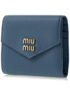 lettering logo leather halfwallet blue - MIU MIU - BALAAN 3