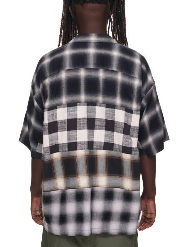 Check Panel Flannel Cotton Short Sleeve Shirt Black - MIHARA YASUHIRO - BALAAN 5