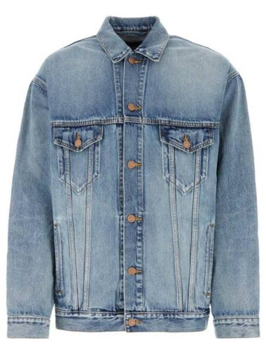 Back Spray Logo Denim Jacket Blue - BALENCIAGA - BALAAN 1